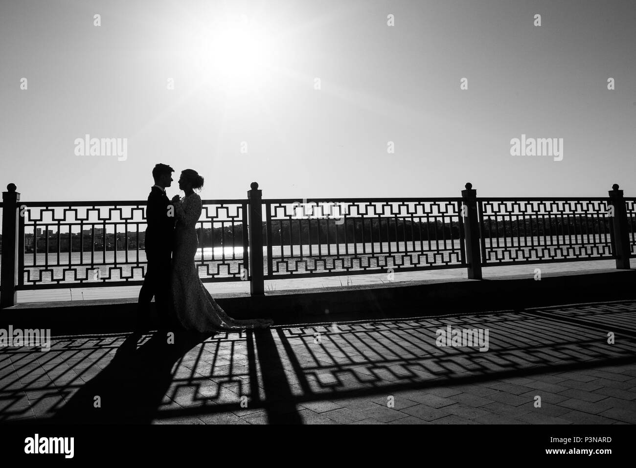 Bride groom walking around city hi-res stock photography and images - Alamy