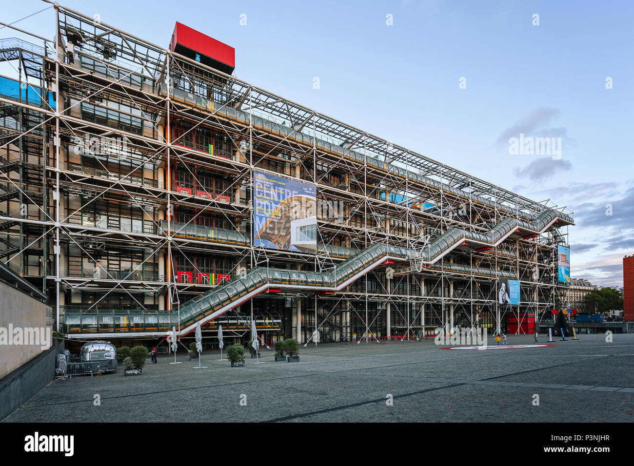 PARIS, FRANCE - 09 AUGUST, 2017: Centre Georges Pompidou. Architects Richard Rogers and Renzo Piano was designed in style of high-tech architecture. Stock Photo