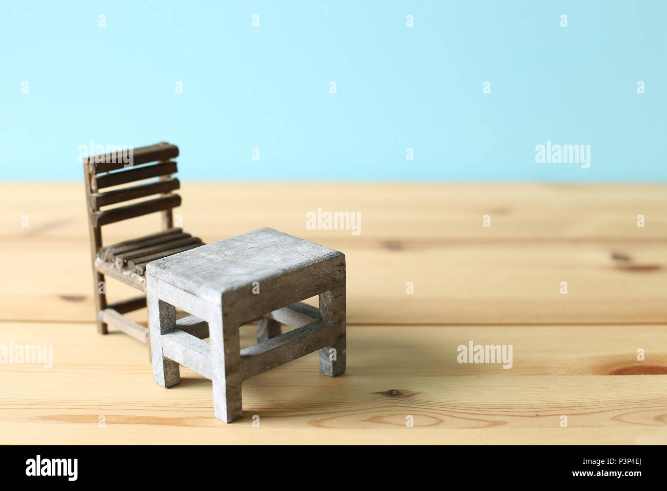 Old school desk and chair Stock Photo