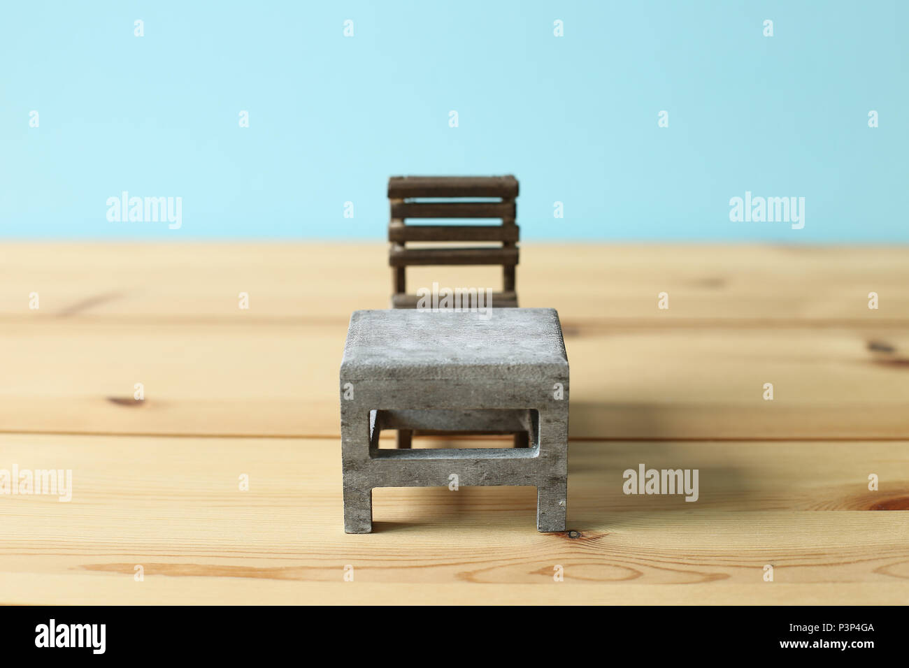 Old school desk and chair Stock Photo