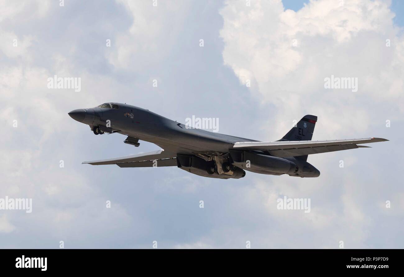 A B 1 Bomber Soars Through The Sky During Suppression Of Enemy Air Defenses Training At Ellsworth Air Force Base S D July 15 2016 During Sead Missions Bombers Are Used Offensively To Destroy