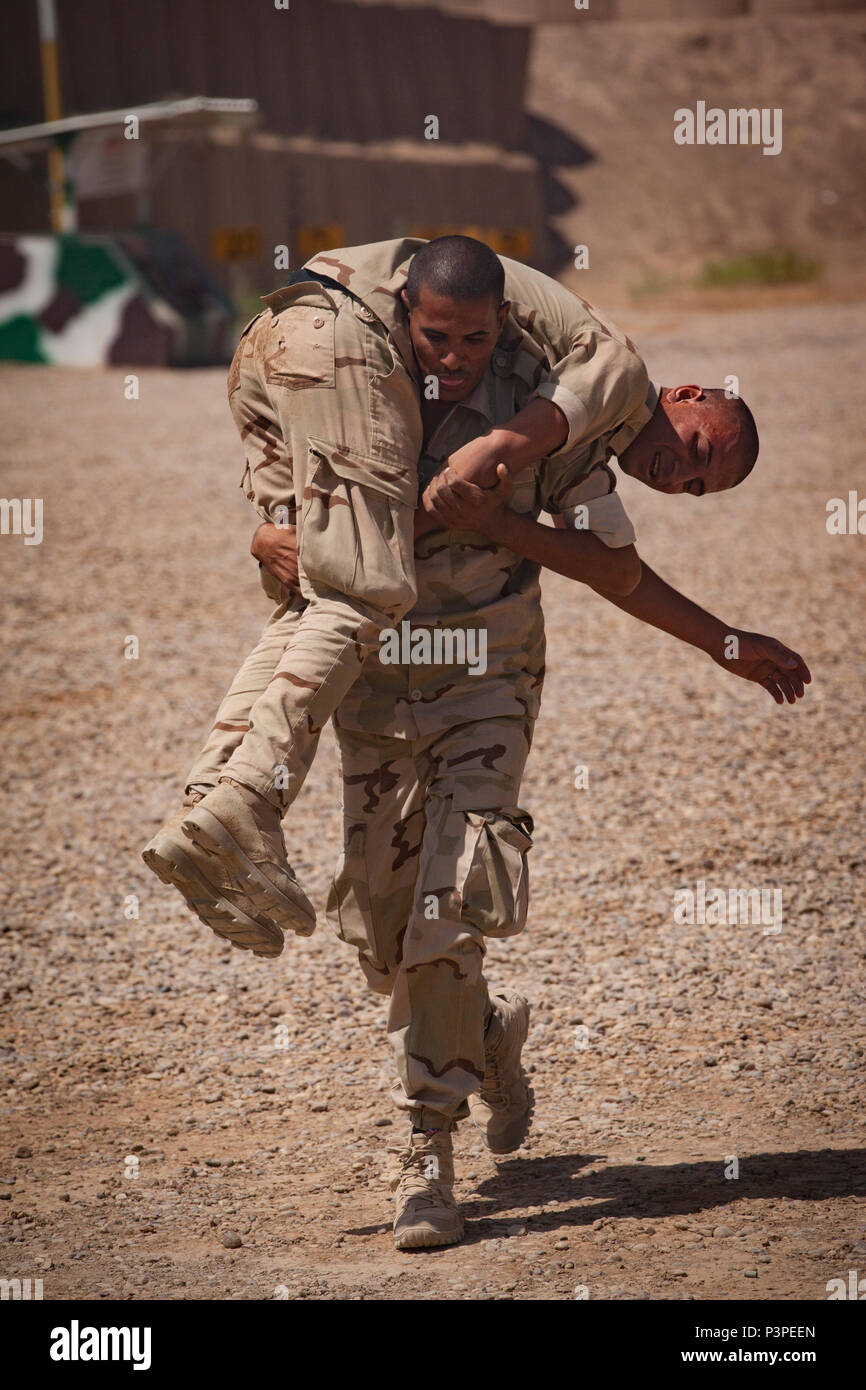 Iraqi Counter Terrorism Service Selection Course Recruits Demonstrate The Fireman S Carry They Learned During The Care Under Fire Block Of Instruction At A Training Facility Near Baghdad Iraq July 13 16 The