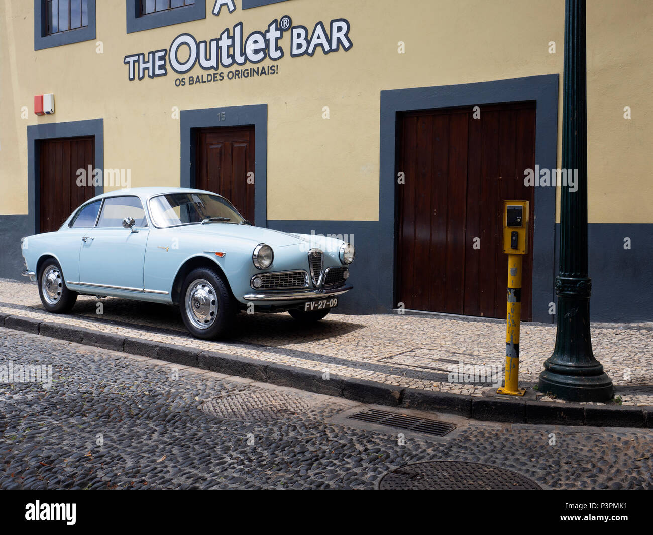 Alfa Romeo Giulietta Sprint 1961 parking in Funchal Madeira Portugal Stock Photo