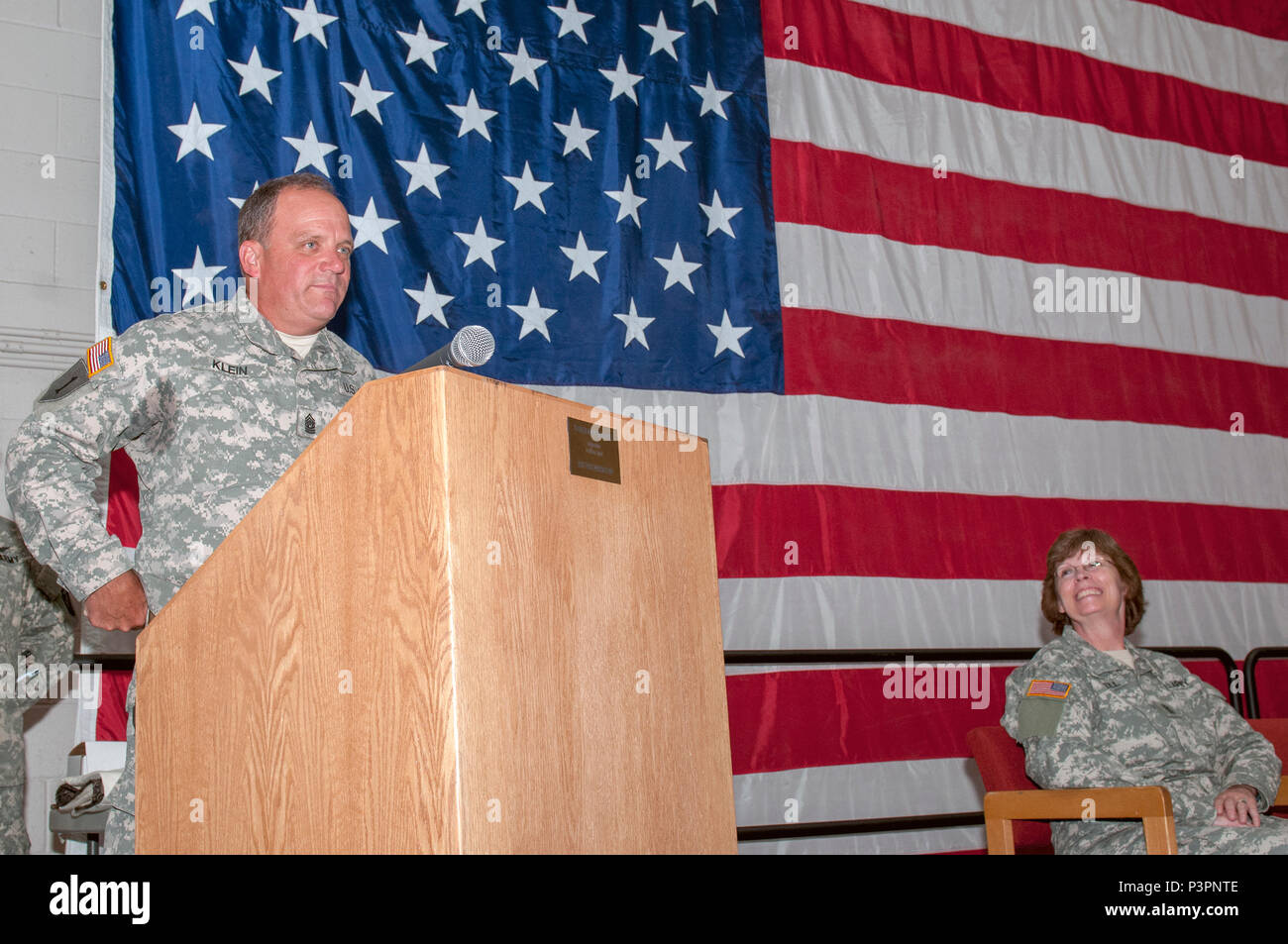 U.S. Army Command Sgt. Maj. Gus Klein, assigned to Garrison Support Command, Vermont National