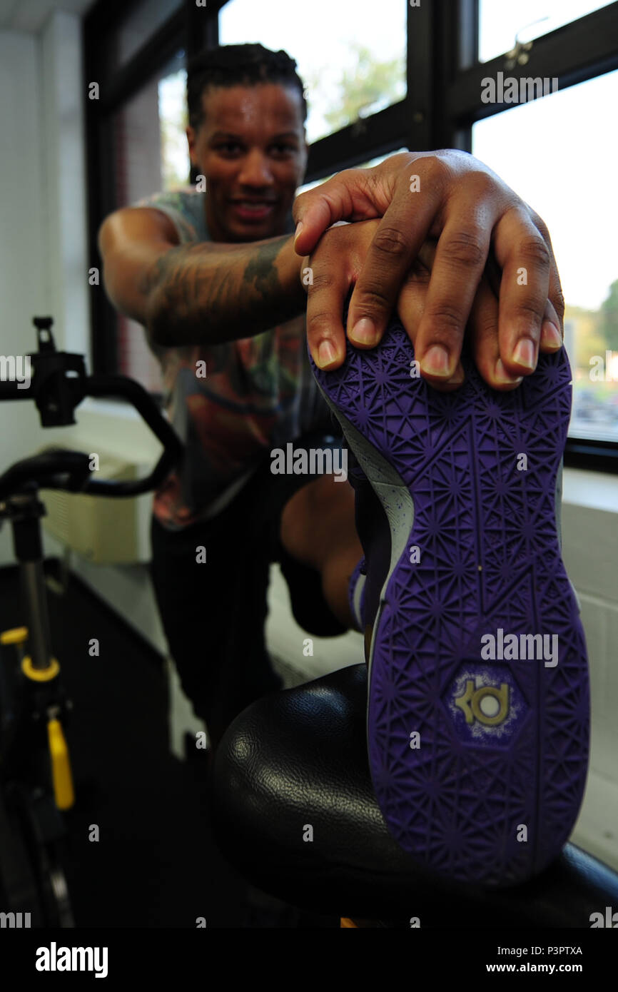 David Graham spin class participant stretches after a morning