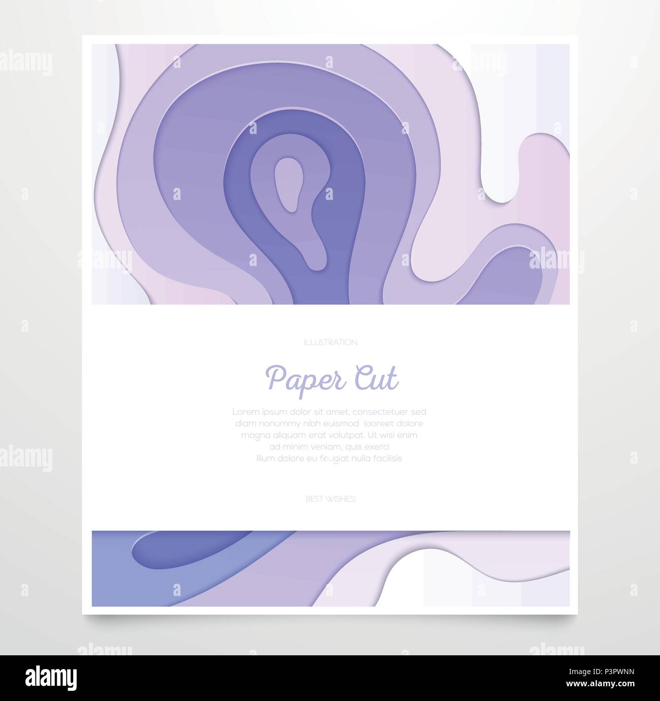 Purple abstract layout - vector paper cut banner Stock Vector