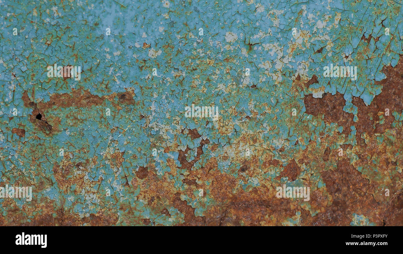 Peeling paint on wall seamless texture. Pattern of rustic blue g Stock Photo