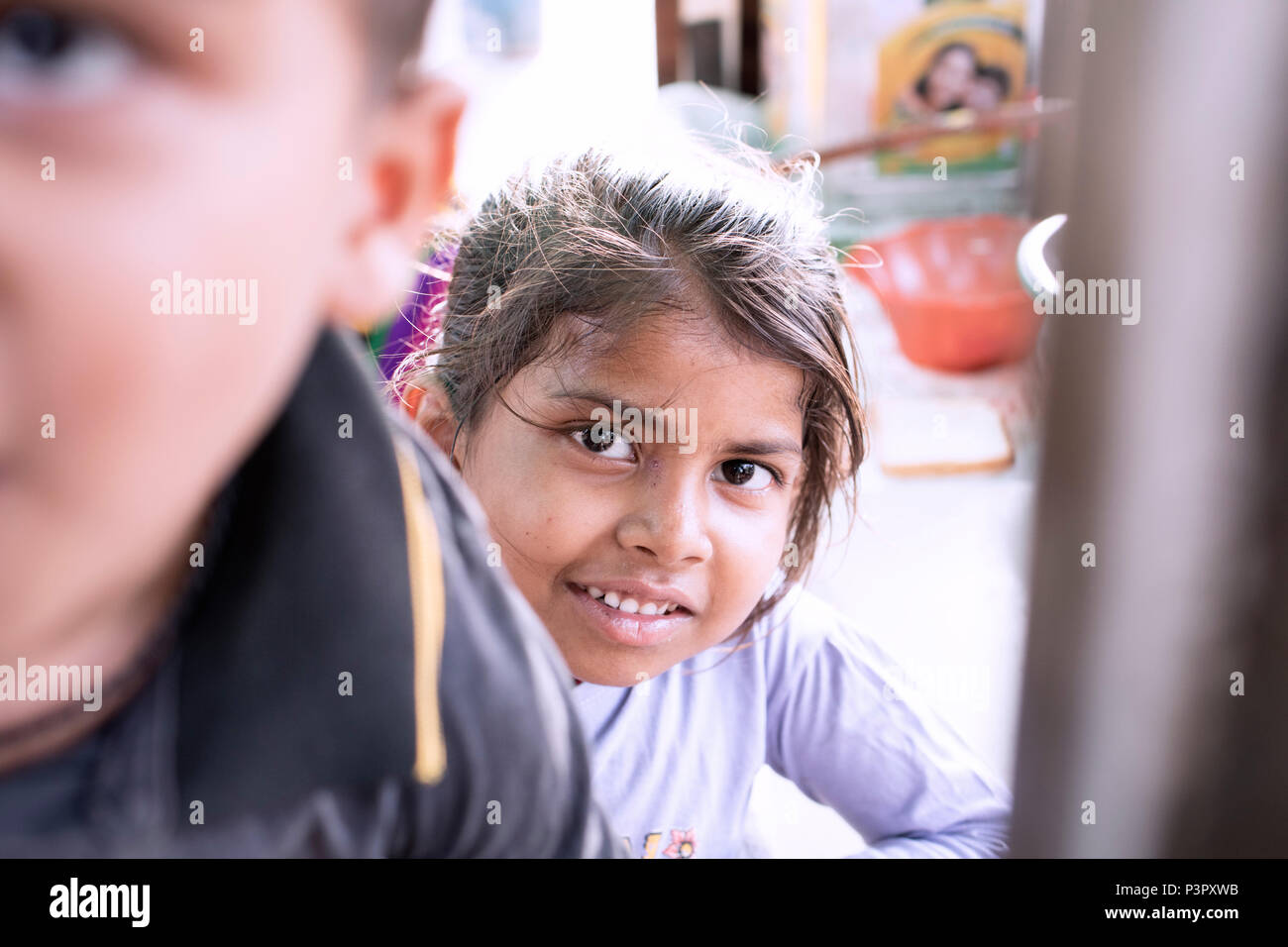 Indian kids, stall, India Stock Photo