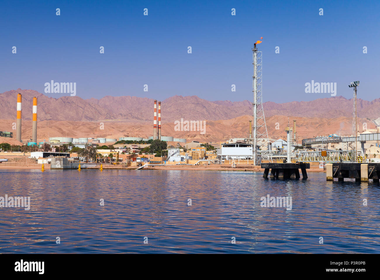 Aqaba port, oil terminal, Gulf of Aqaba, Hashemite Kingdom of Jordan Stock Photo