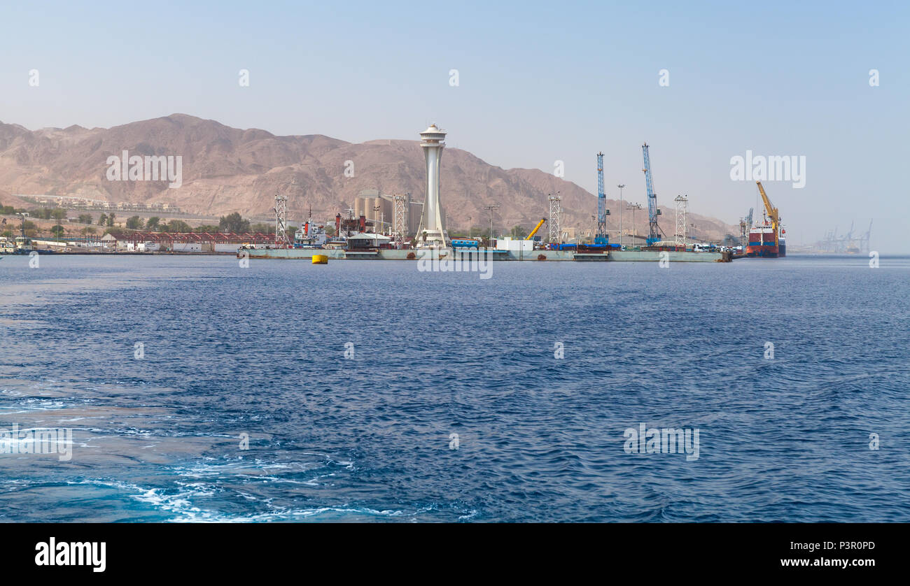 Old port of Aqaba city, Gulf of Aqaba, Jordan Stock Photo