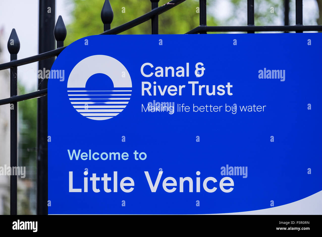 Canal & River Trust sign at Little Venice, London, England, U.K. Stock Photo
