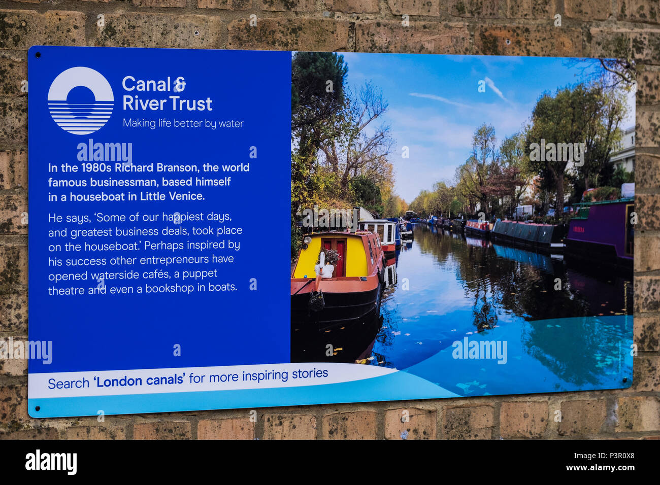 Canal & River Trust sign at Little Venice, London, England, U.K. Stock Photo