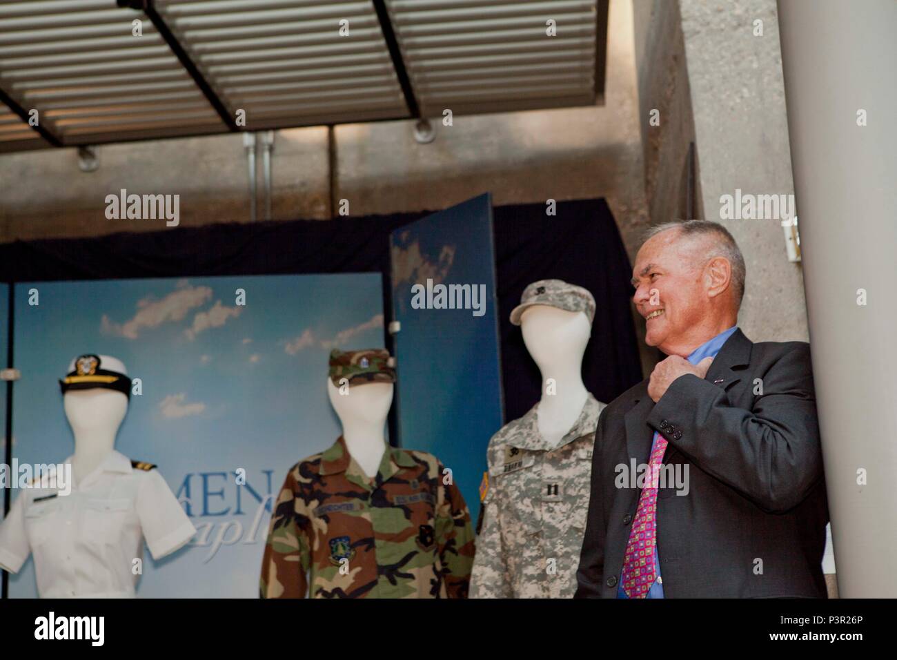 Retired U.S. Marine Corps Lt. Col. Jack Mathews listens to U.S. Marine