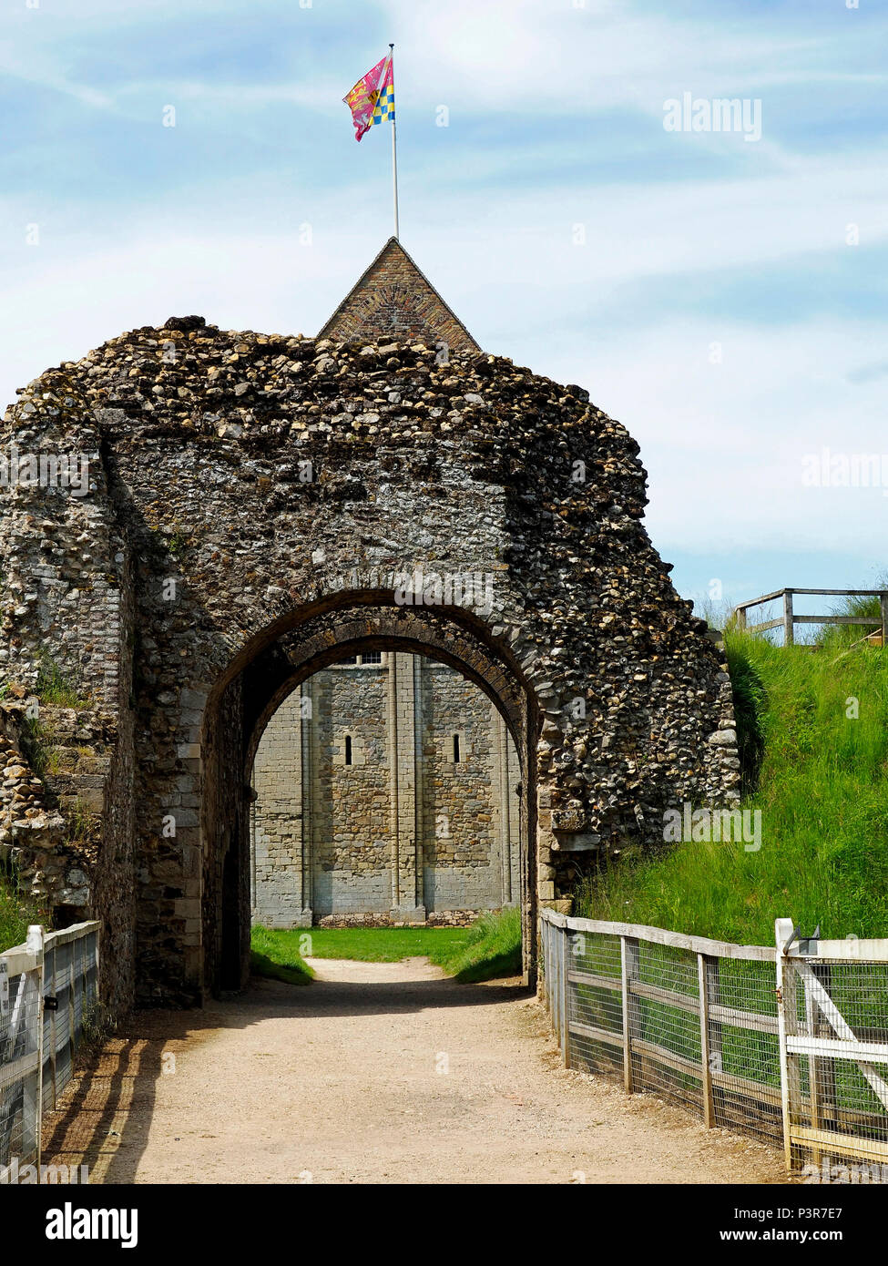 The gatehouse of the Norman castle in Castle Rising, Norfolk Stock ...