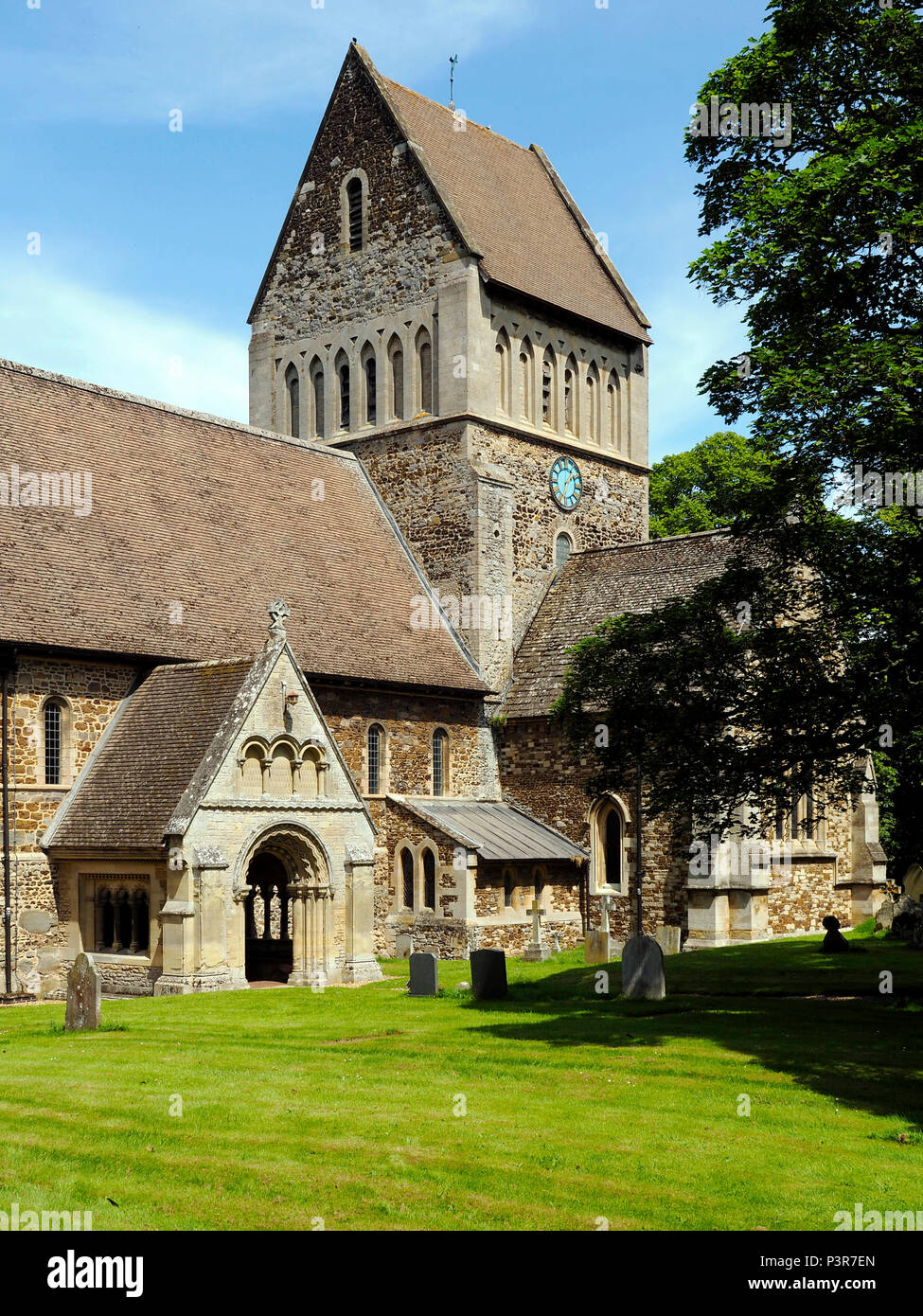 The fine Norman church in the West Norfolk village of Castle Rising ...