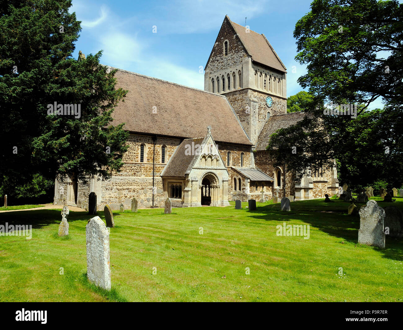 The fine Norman church in the West Norfolk village of Castle Rising ...