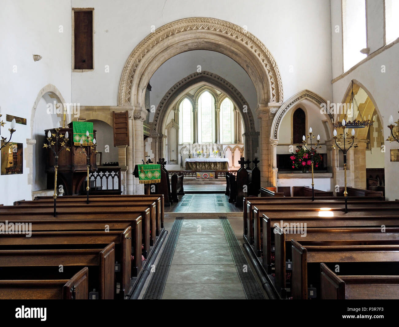 The fine Norman church in the West Norfolk village of Castle Rising ...