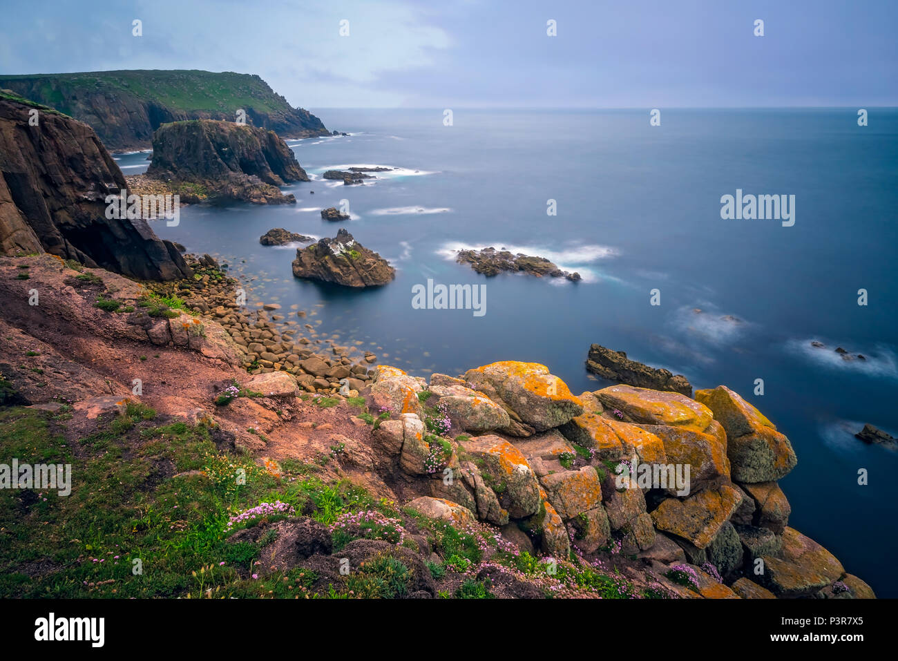 Landscape of the Lands End - the most westerly point of England which ...