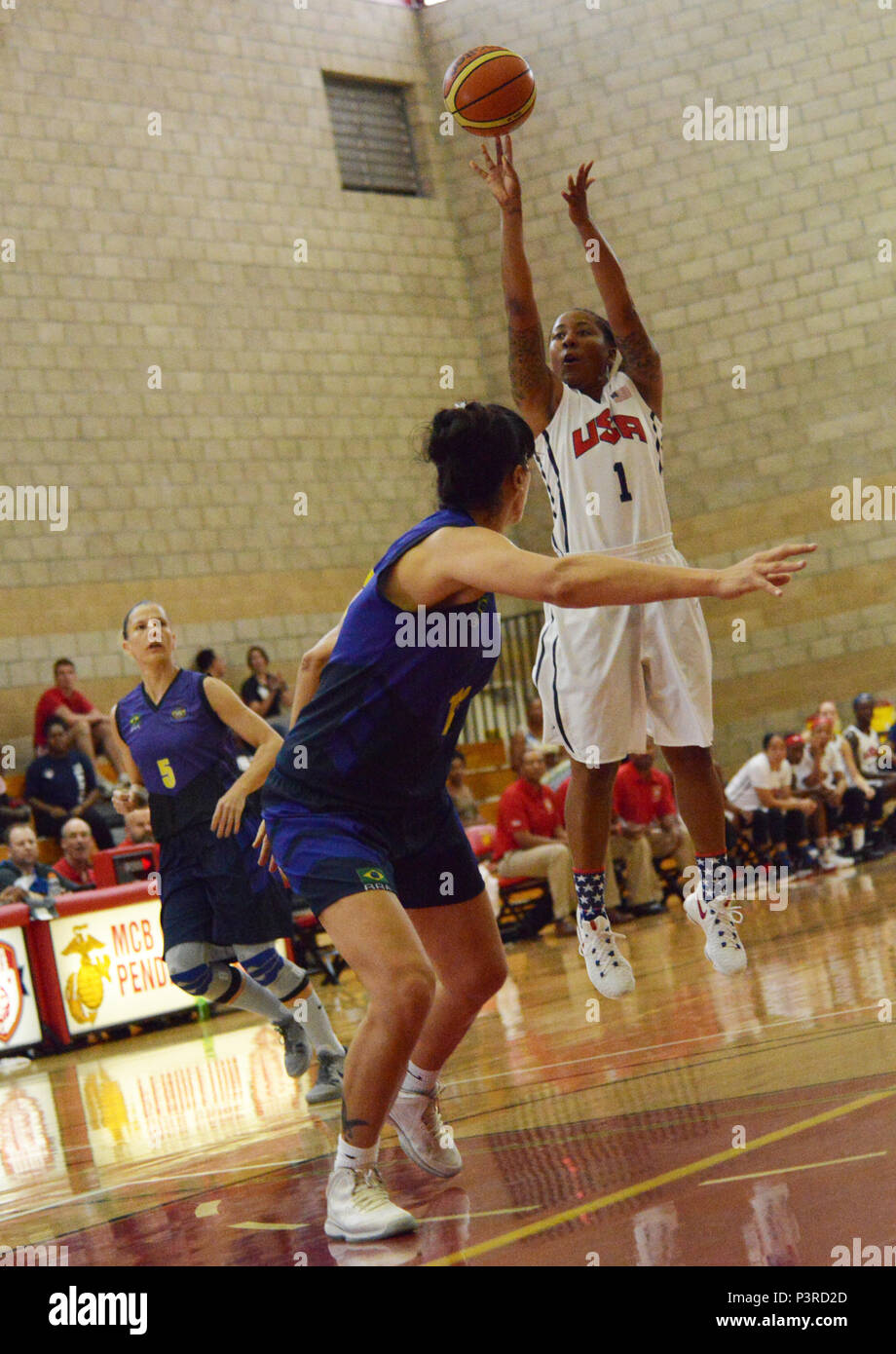 Danielle Deberry takes a jump shot from top of the key during the final  game of