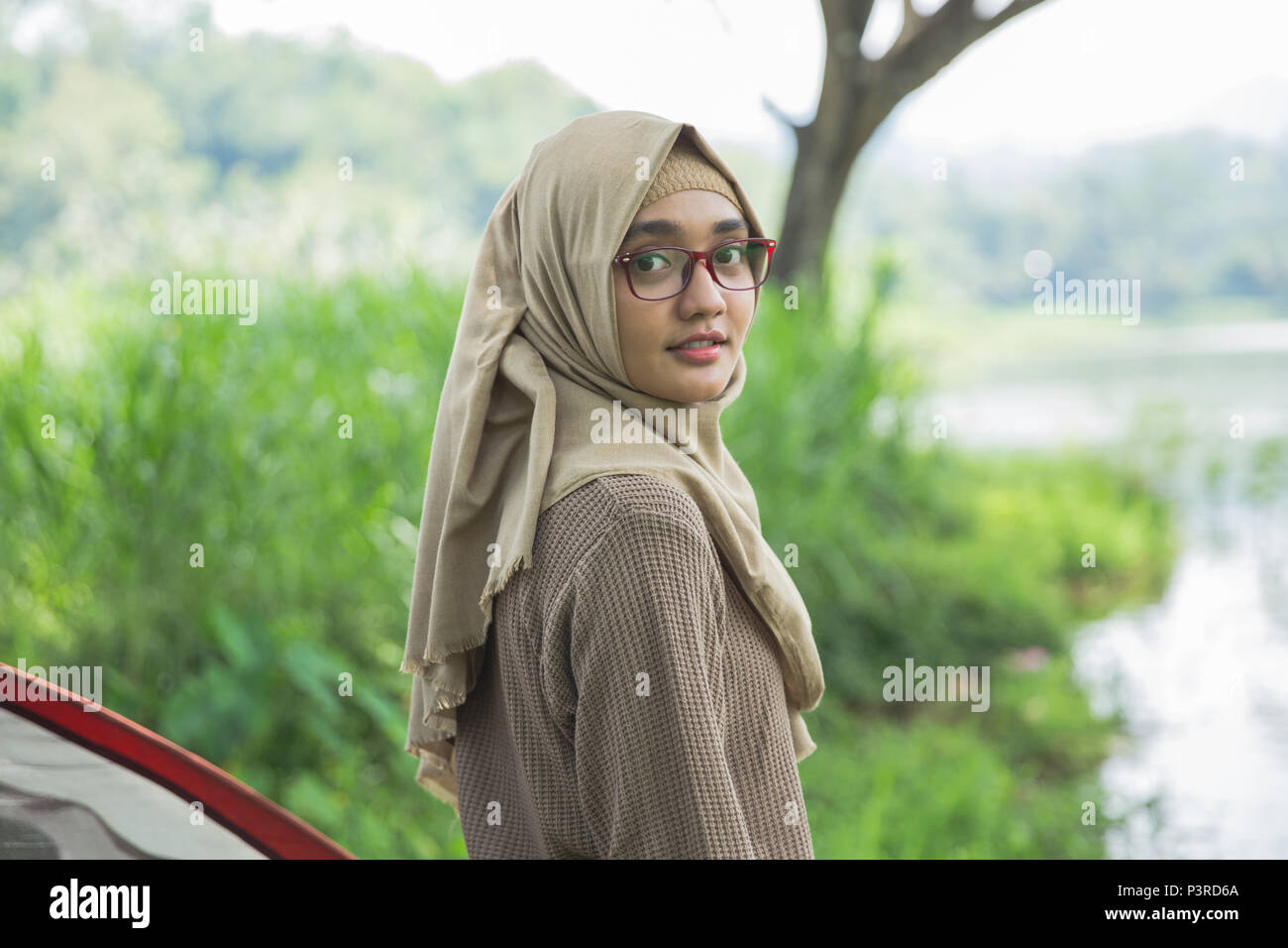 woman hiking in the forest Stock Photo - Alamy