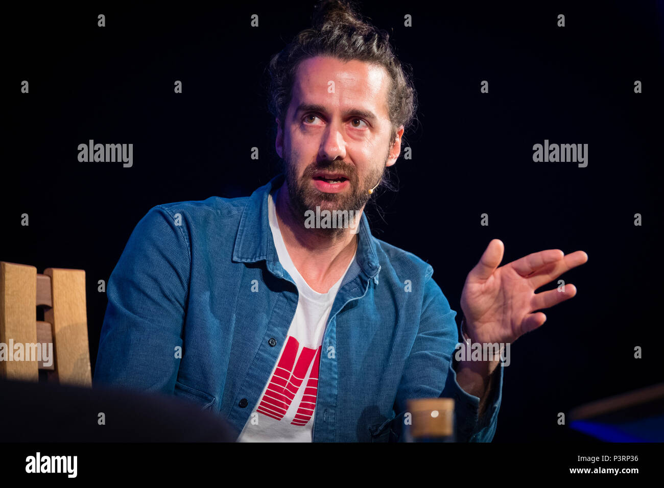 Jamie Bartlett , author of 'The People vs Tech' and  'The Dark Net' ,  tech blogger for The Spectator and Director of the Centre for the Analysis of Social Media, appearing  at the 2018 Hay Festival of Literature and the Arts.  This festival , famously described  by former US President Bill Clinton  as 'the Woodstock of the Mind', attracts  writers and thinkers from across the globe for 10 days of celebrations of the best of the written word Stock Photo