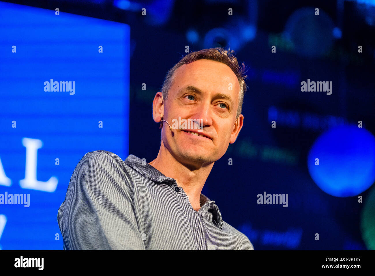 DAMIAN TAMBINI: Senior Lecturer at the London School of Economics and an Associate Fellow at the Institute for Public Policy Research, and at the Oxford Internet Institute, speaking at the 2018 Hay Festival of Literature and the Arts. Stock Photo