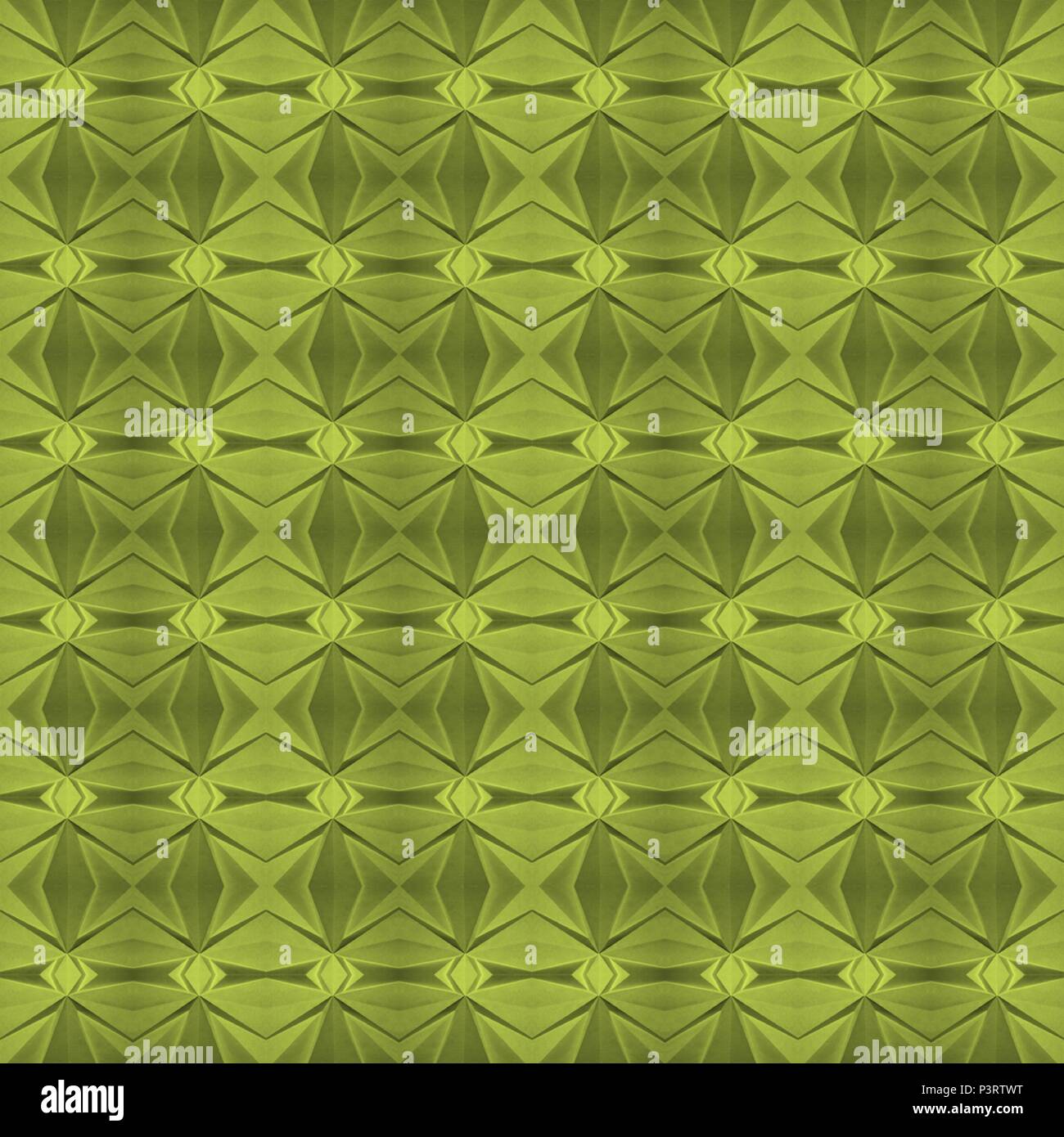 Green (Lime Punch; Pantone 13-0550) seamless, tile-able geometric pattern, made from a picture of origami. Stock Vector