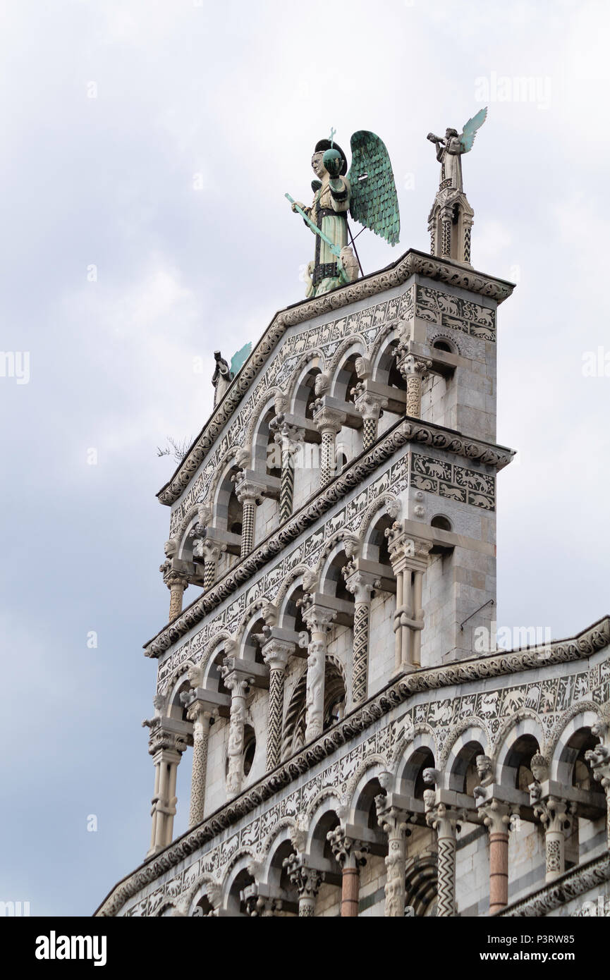 San Michele in Foro, a close up of the the facade. Stock Photo