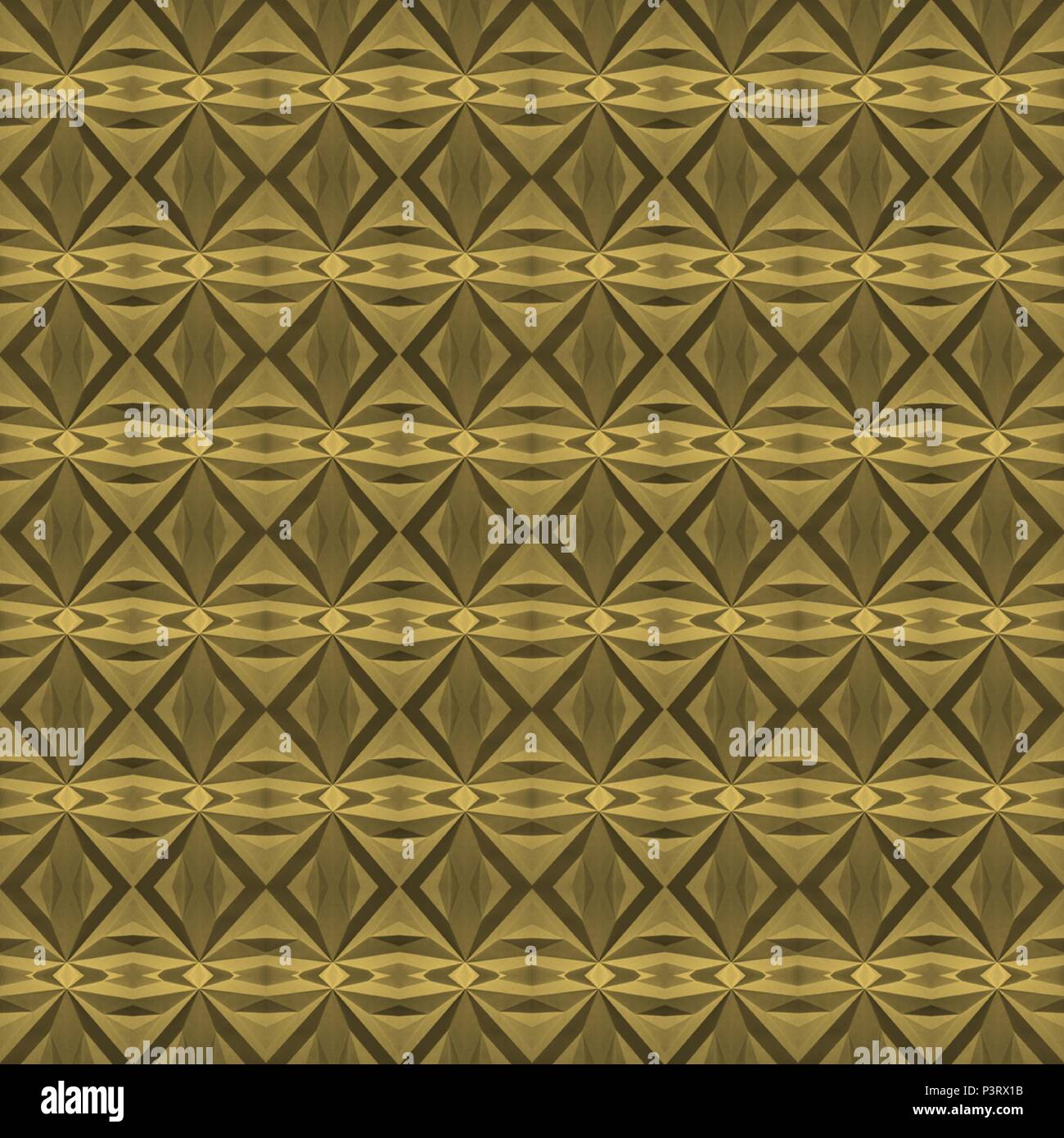 Yellow (Bamboo; Pantone 14-0740) seamless, tile-able geometric pattern, made from a picture of origami. Stock Vector