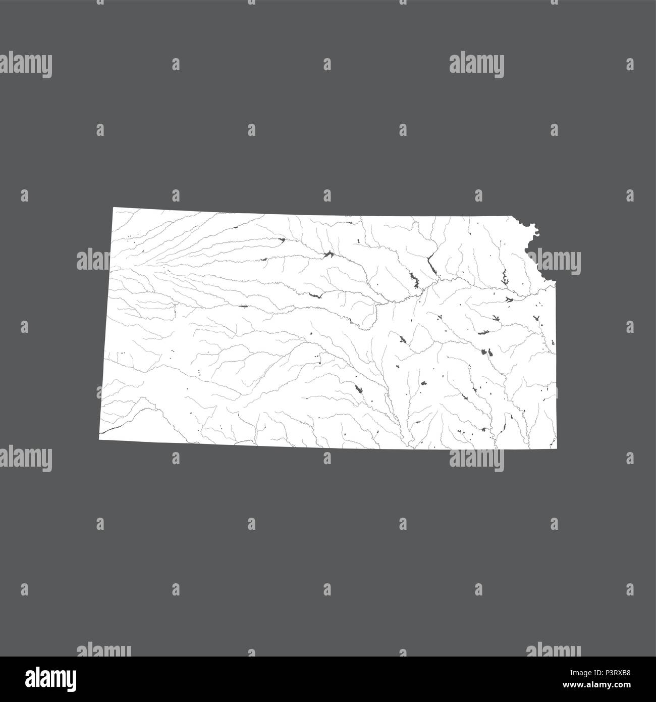 Map Of Kansas Rivers U.S. states - map of Kansas. Hand made. Rivers and lakes are shown ...