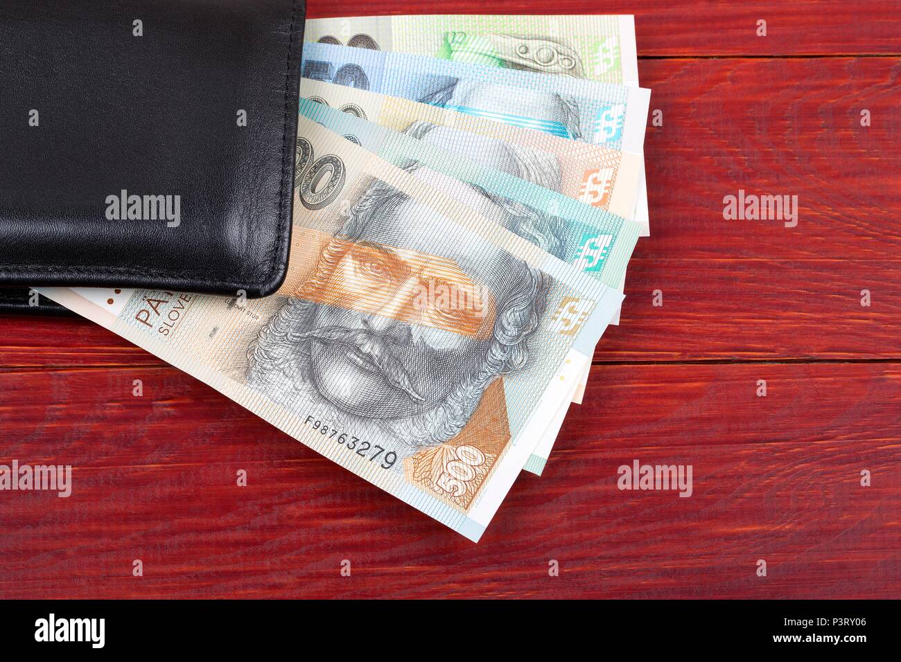 Slovak money in the black wallet Stock Photo