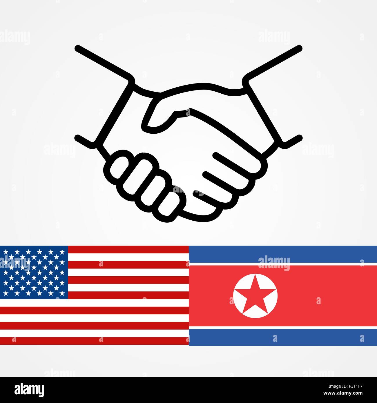 USA and North Korea handshake flags flat. Stock Vector