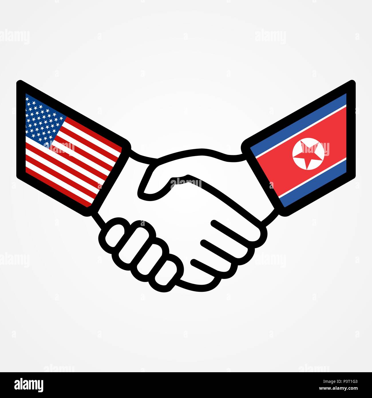 USA and North Korea handshake flags flat. Stock Vector