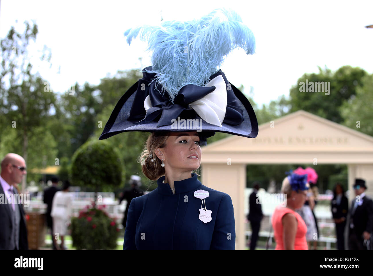 Edite Ligere from London wearing a Sarah Marshall Milliner for John Boyd  Hats during day one of Royal Ascot at Ascot Racecourse Stock Photo - Alamy