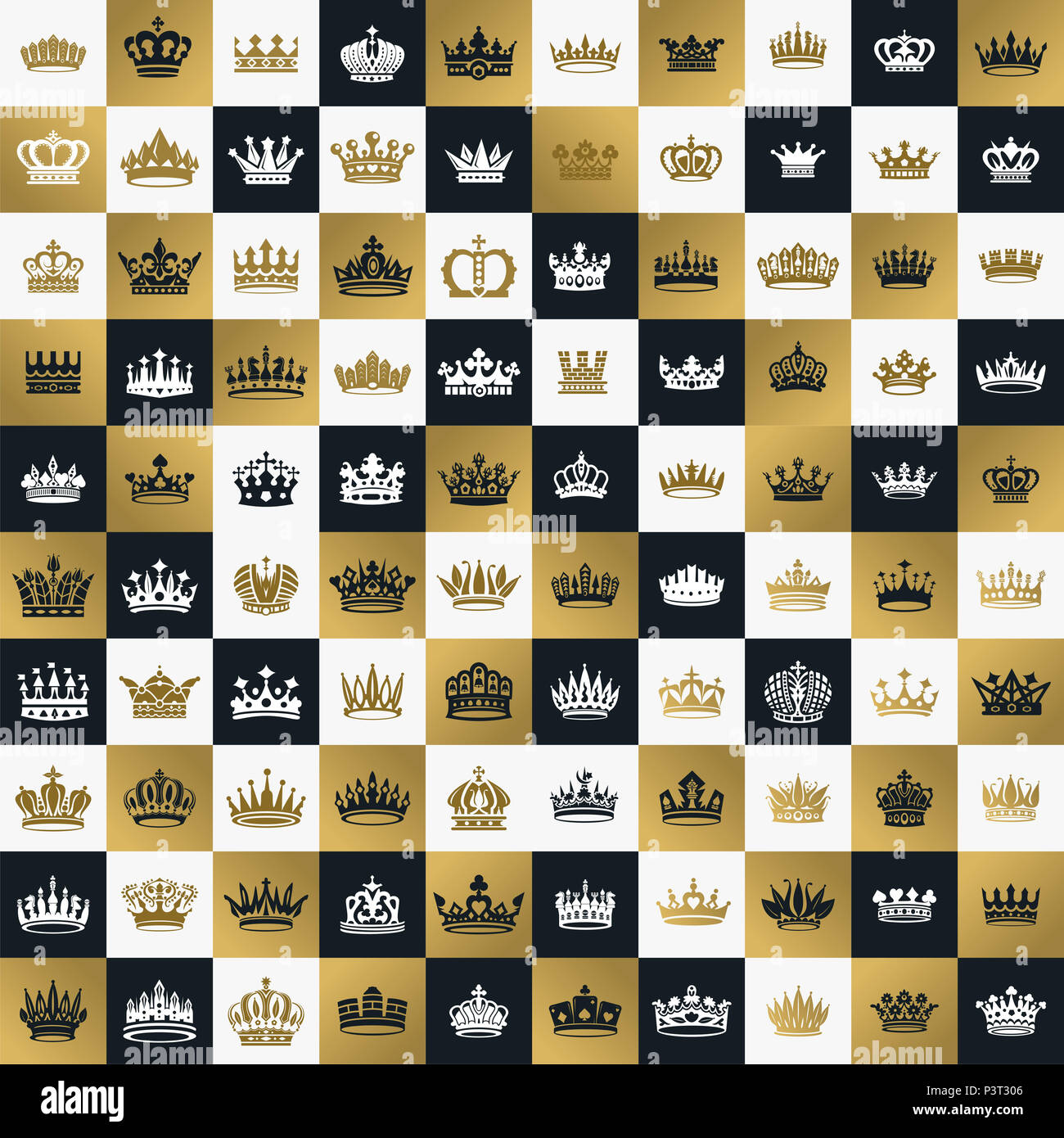 Vector collection of creative king and queen crowns symbols or logo ...