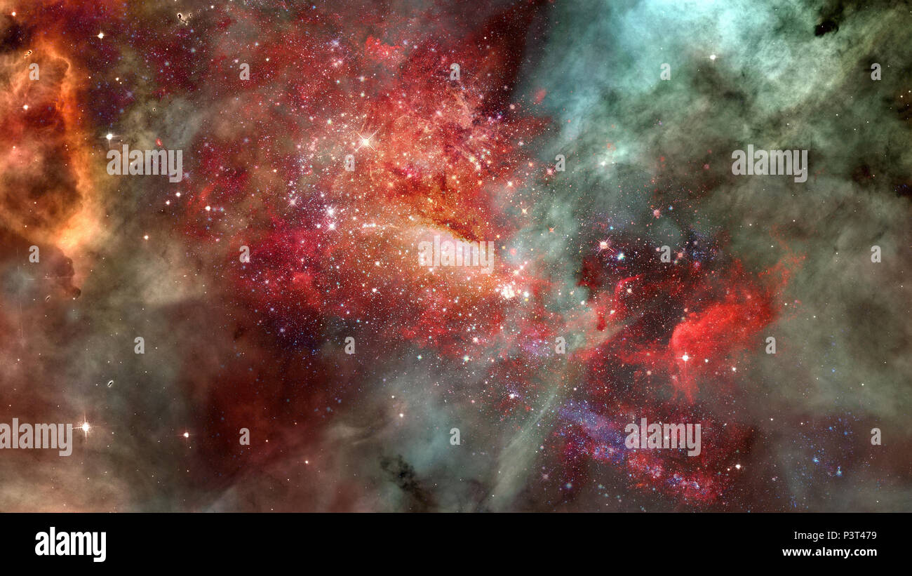 Nebula and galaxies in space. Elements of this image furnished by NASA. Stock Photo