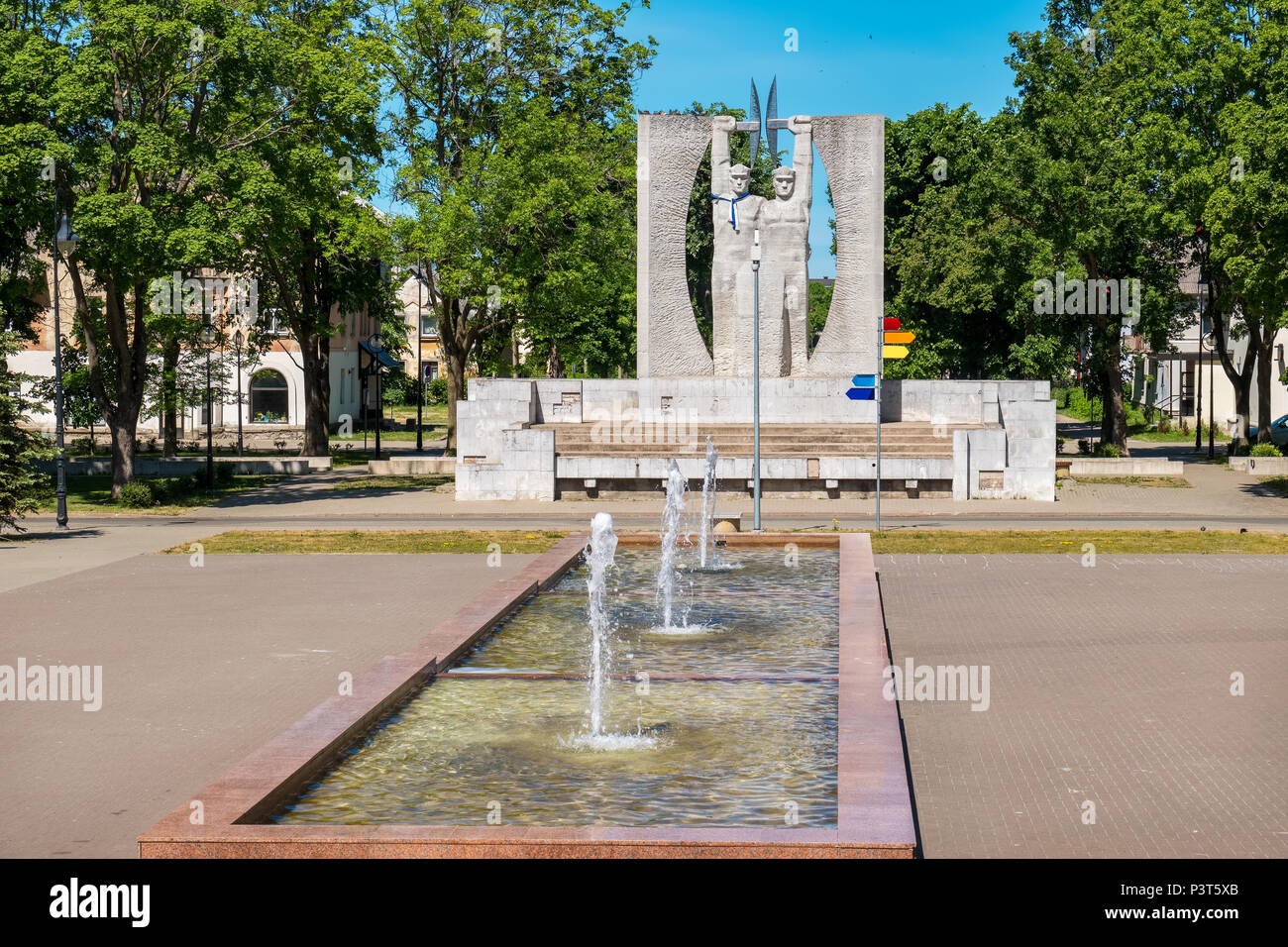 View of central square in Kohtla-Jarve. Estonia, Baltic Countries, Europe. Kohtla-Jarve is the fifth-largest city in Estonia Stock Photo