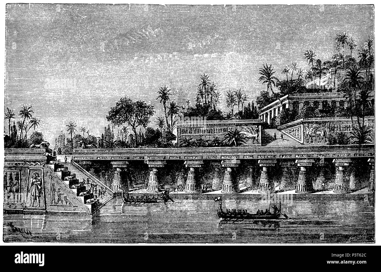 The so-called 'hanging gardens of Semiramis', which Nebuchadrezzar make left (restoration), Stock Photo