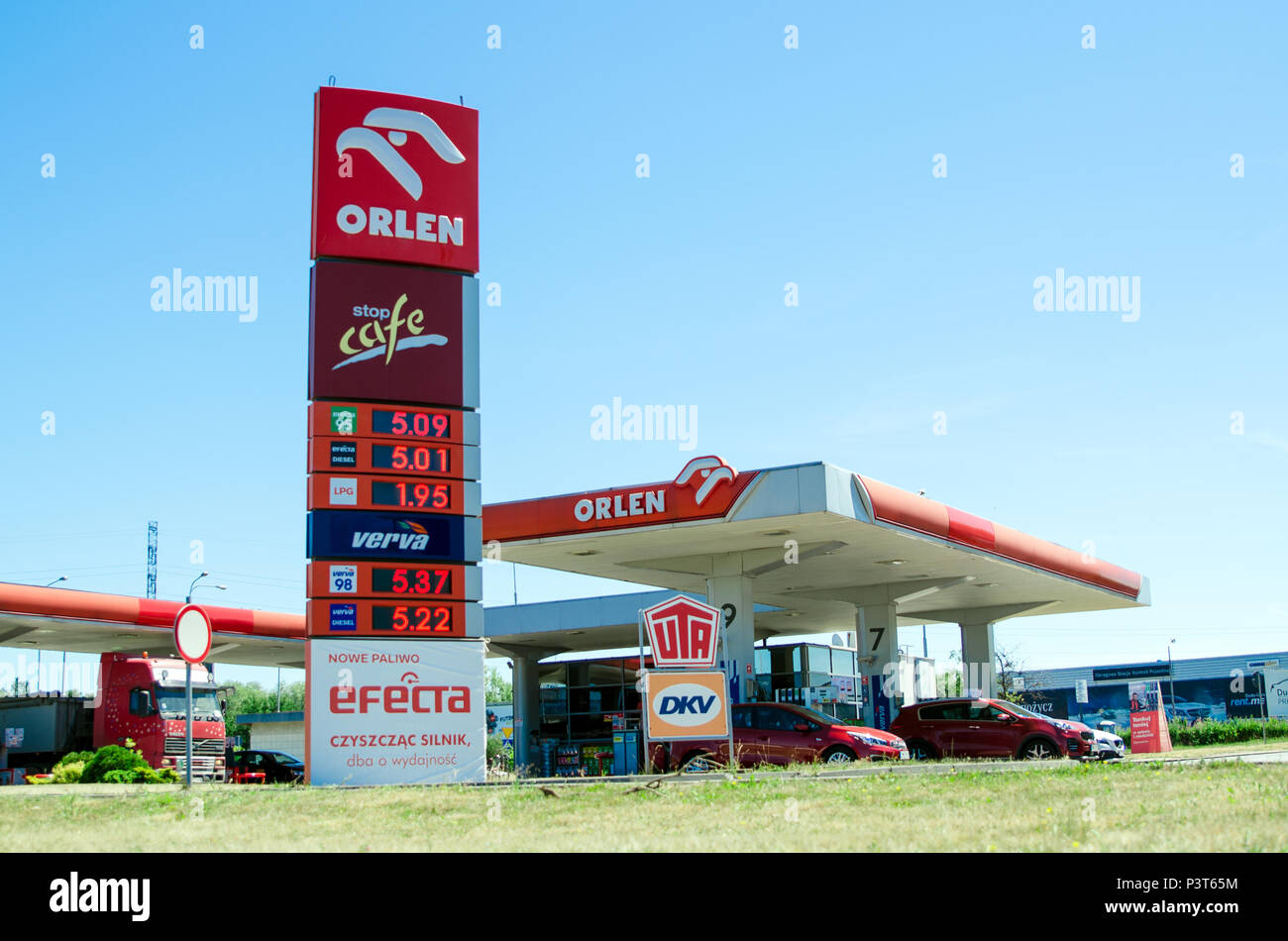WROCLAW, POLAND - JUNE, 2018. Orlen gas station in Wroclaw, Poland. Orlen is the largest Polish company. Stock Photo