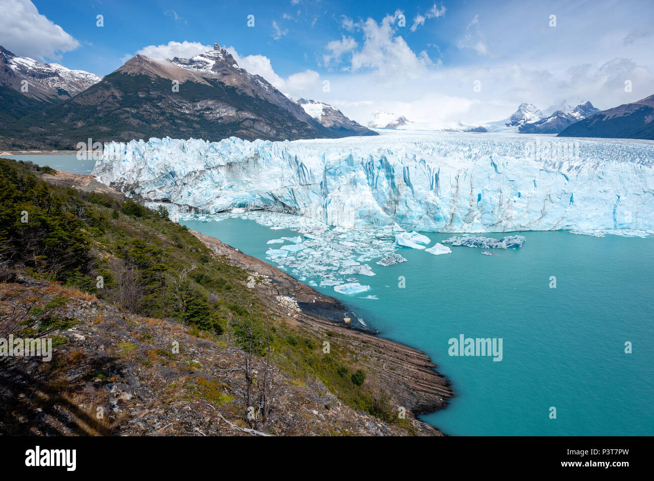 The Perito Moreno Glacier (Spanish: Glaciar Perito Moreno) is a glacier located in the Los Glaciares National Park in southwest Santa Cruz Province, A Stock Photo