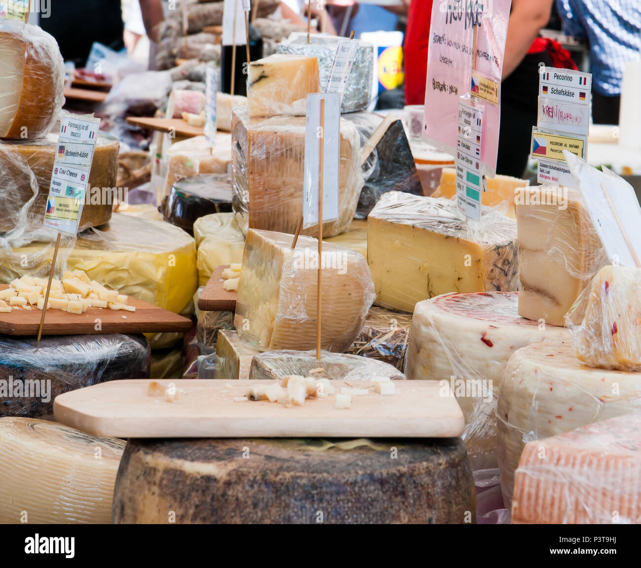 Prague, Czech Republic, 16. June 2018, Italian cows' cheeses on a rural
