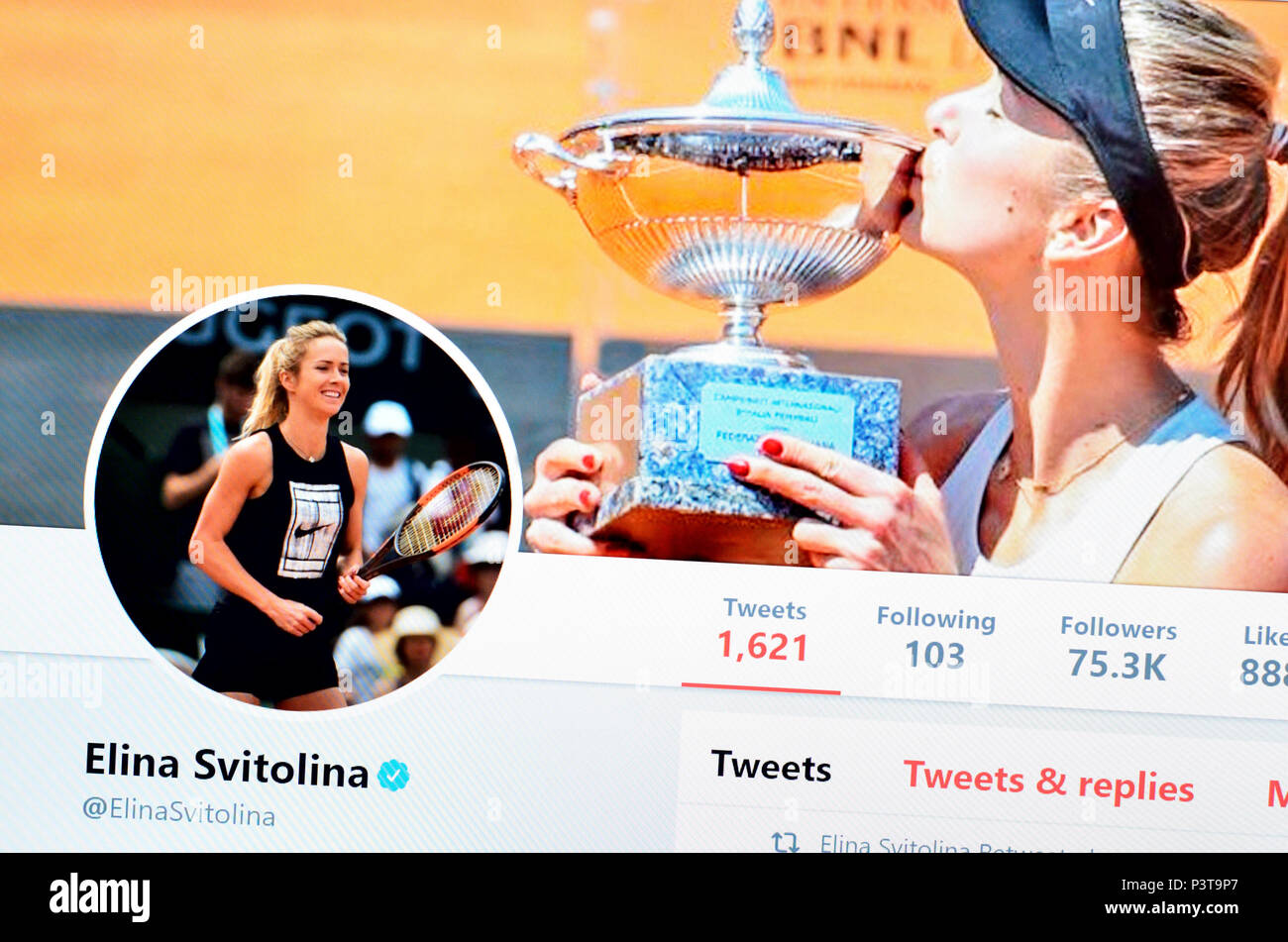 Elina Svitolina Twitter page (2018) Stock Photo