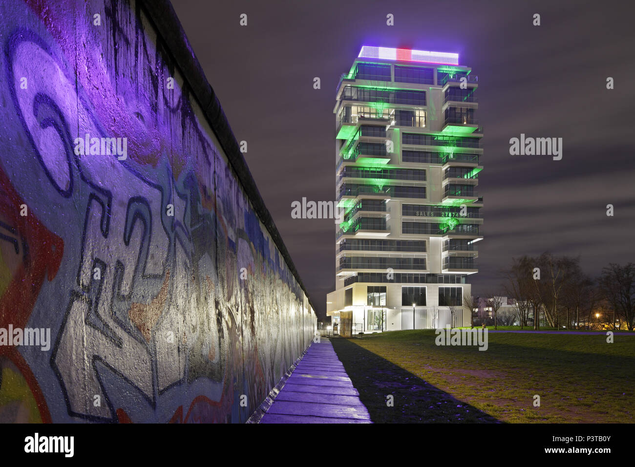Berlin, Germany, Living Levels Project on the former wall strip in Muehlenstrasse in Berlin-Friedrichshain Stock Photo