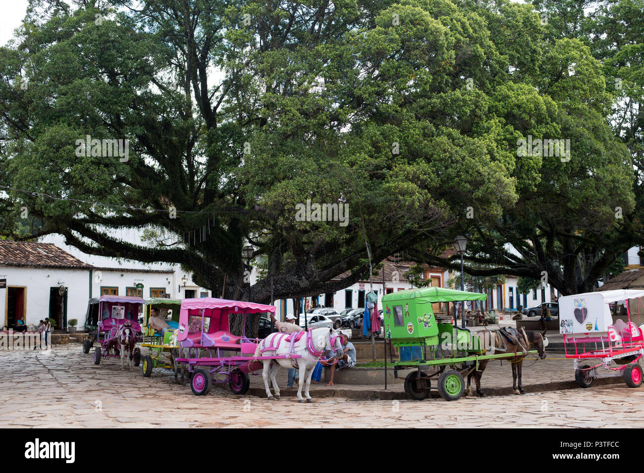 TIRADENTES, MG - 04.01.2016: PONTOS TURISTICOS TIRADENTES - Largo das Forras no centro da cidade. Neste local se concentra as charretes de aluguel para turistas. (Foto: Celso Pupo / Fotoarena) Stock Photo