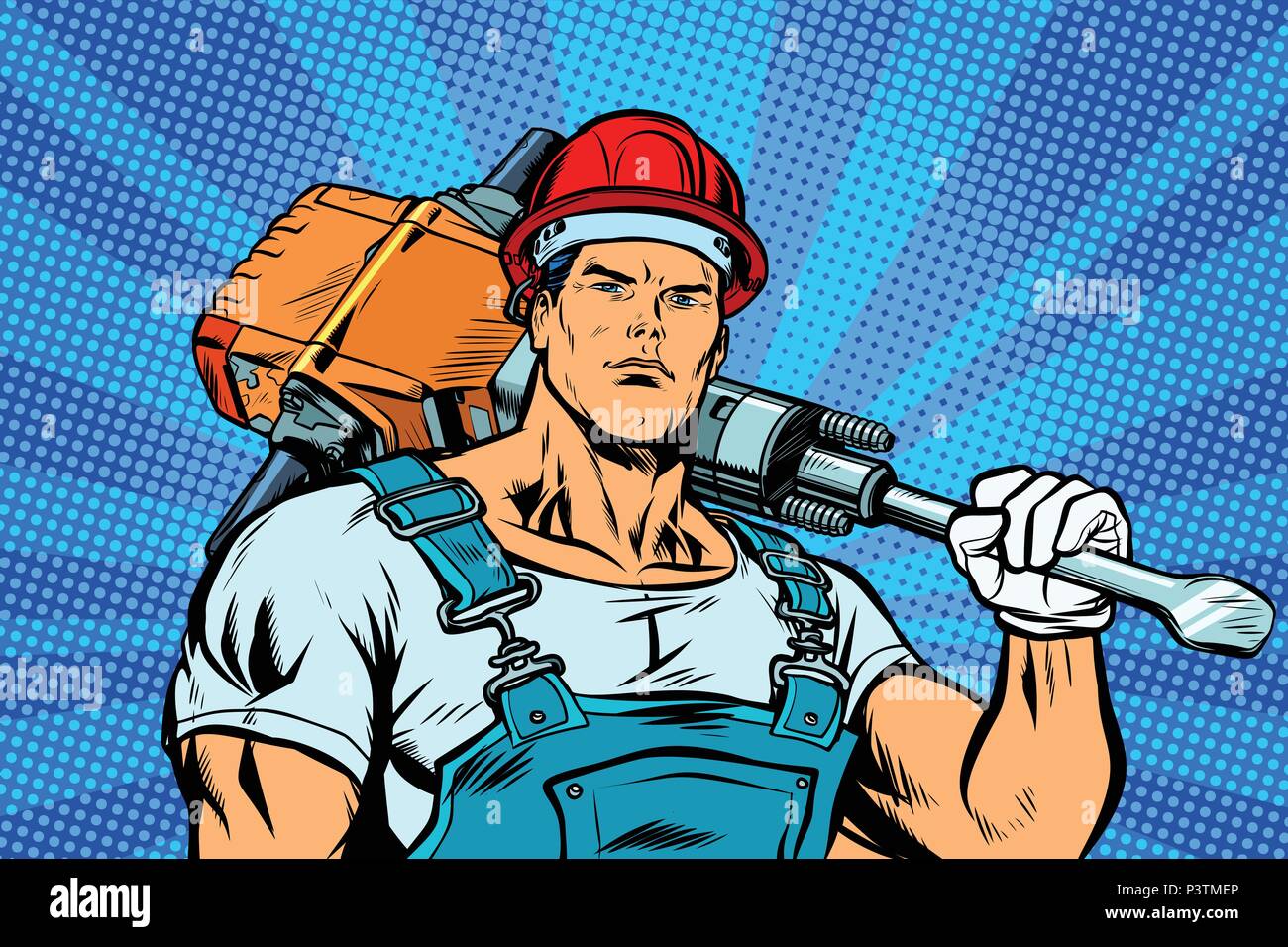 Working with a jackhammer Stock Vector