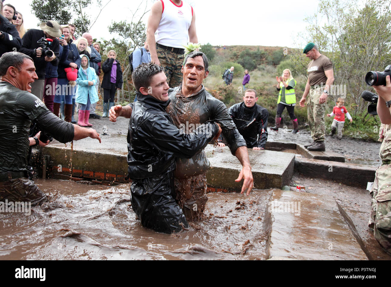 Henry Cavill famous for playing Superman competes in the 2016 Commando Challenge on Woodbur Common, Devon. Stock Photo
