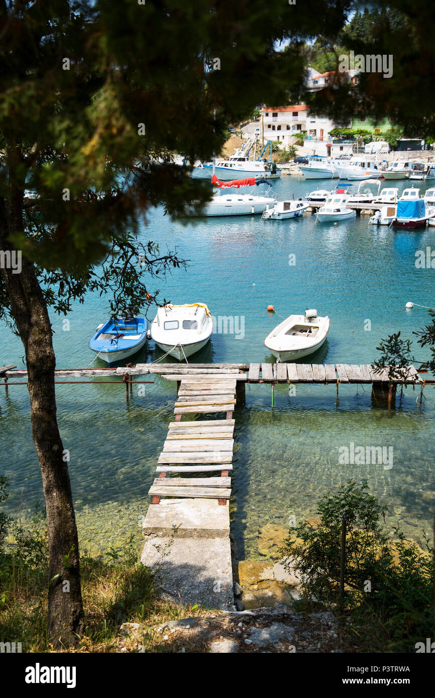 Bootssteg, Kroatien, Istrien Stock Photo