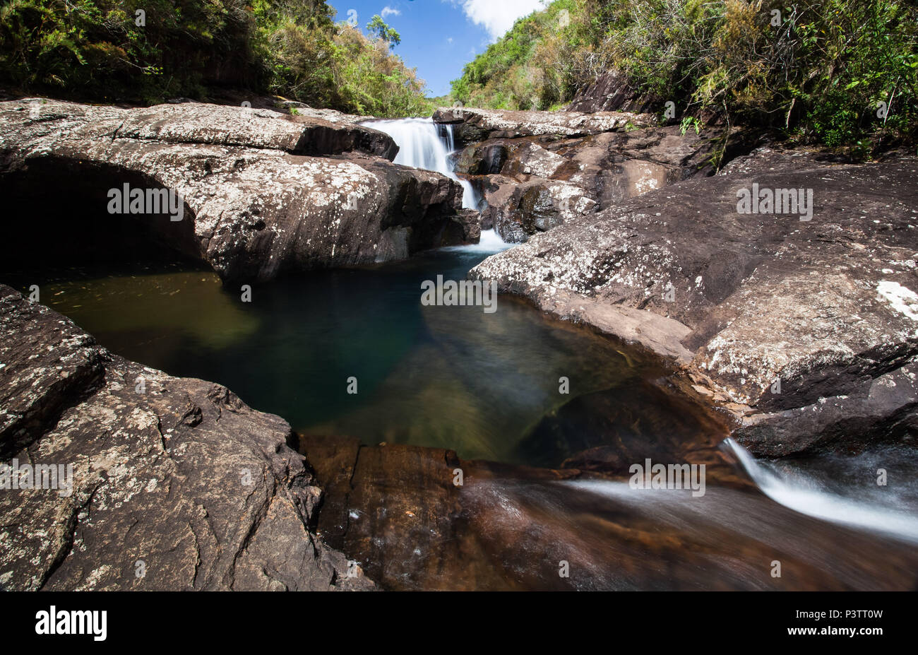 SERRA DO CAPARAÓ, MG - 09.01.2016: PICO DA BANDEIRA - Cachoeira dos sete Pilões. (Foto: Keko Pascuzzi / Fotoarena) Stock Photo