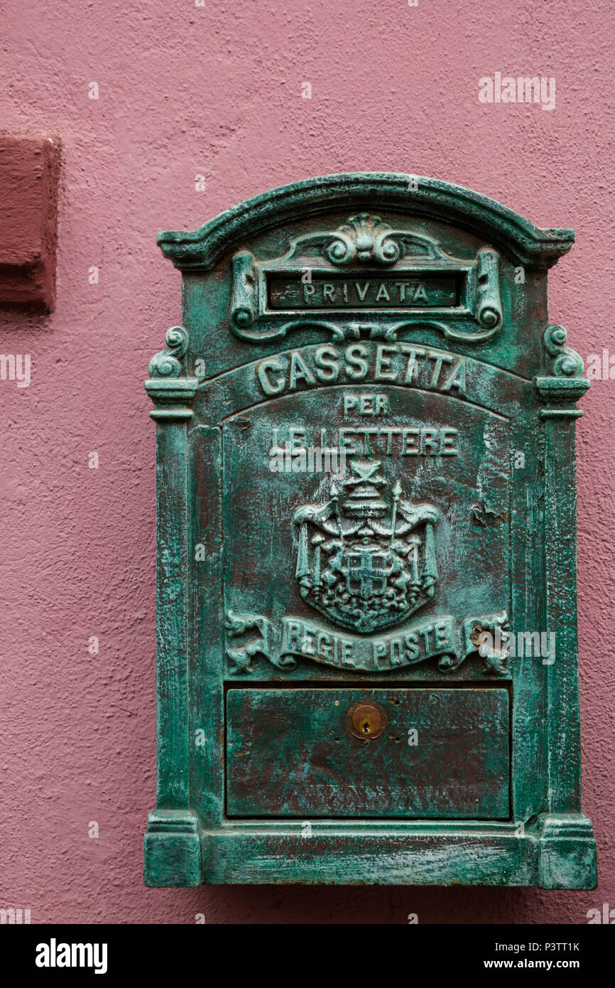 Italian letterbox in Sighisoara, Transylvania, Romania Stock Photo