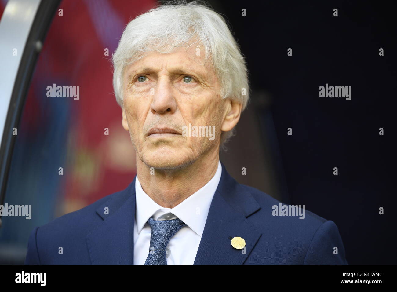 Saransk, Russia. 19th June, 2018. Head coach Jose Pekerman of Colombia is seen prior to a Group H match between Colombia and Japan at the 2018 FIFA World Cup in Saransk, Russia, June 19, 2018. Credit: Lui Siu Wai/Xinhua/Alamy Live News Stock Photo